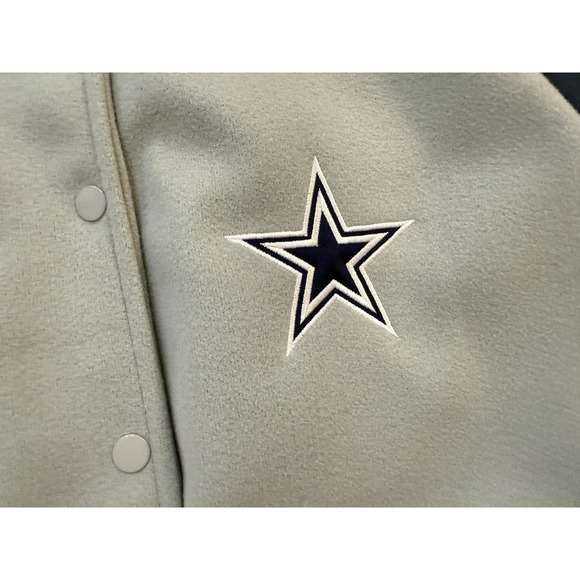 Dallas Cowboys Varsity Jacket Men Large Gray Navy NFL Football Fleece Snap NWT - Picture 3 of 10